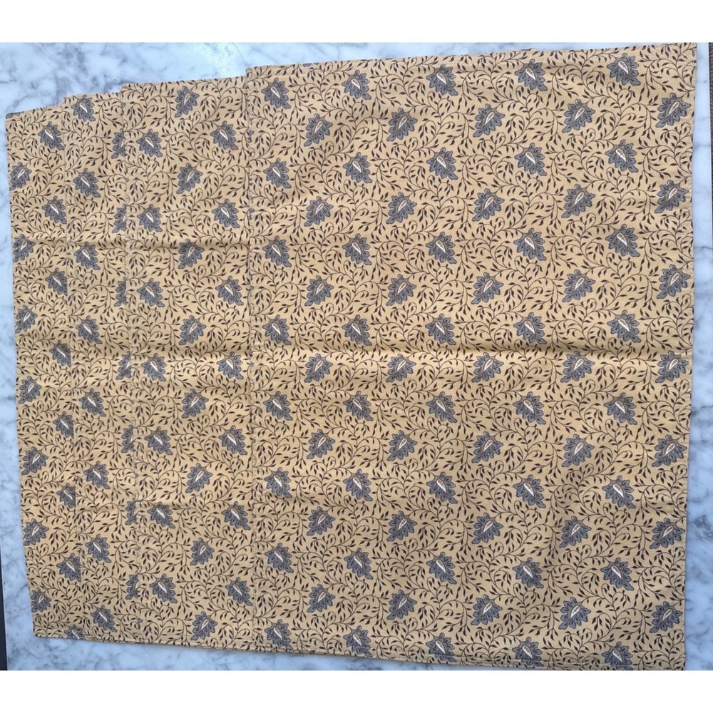 Williams Sonoma Floral Paisley Cotton Placemats Mustard Yellow Grey Set of 4